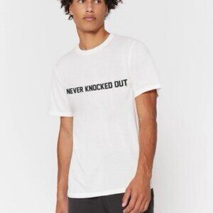 NWT Spiritual Gangster Never Knocked Out Short Sleeve Shirt in Off White